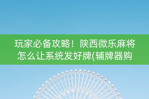 玩家必备攻略！陕西微乐麻将怎么让系统发好牌(辅牌器购买)