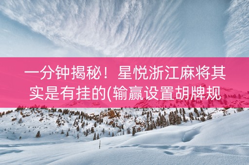 一分钟揭秘！星悦浙江麻将其实是有挂的(输赢设置胡牌规律)