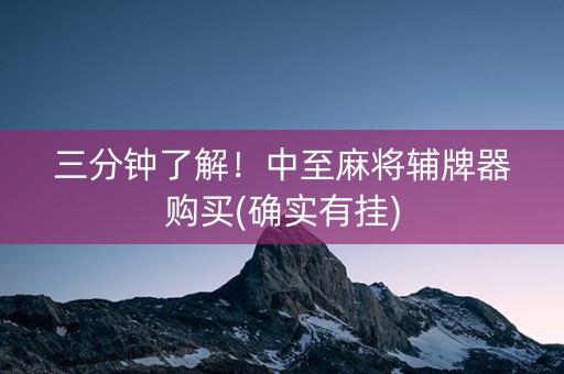 三分钟了解！中至麻将辅牌器购买(确实有挂)