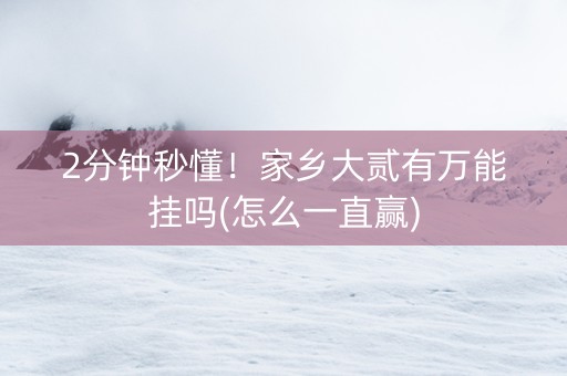 2分钟秒懂！家乡大贰有万能挂吗(怎么一直赢)