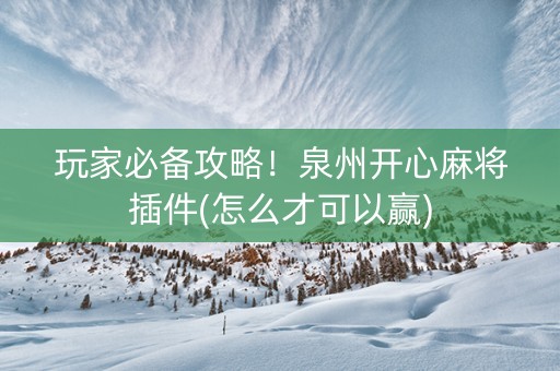 玩家必备攻略！泉州开心麻将插件(怎么才可以赢)