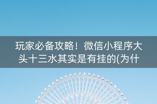 玩家必备攻略！微信小程序大头十三水其实是有挂的(为什么老是输呢)