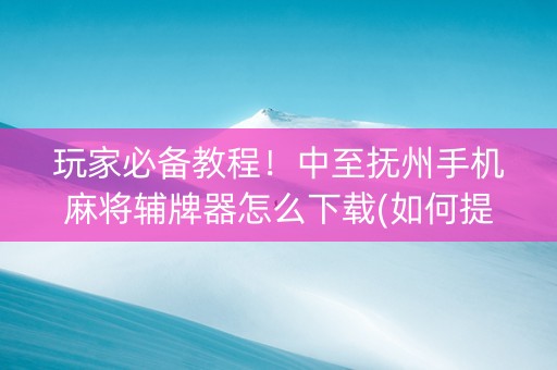 玩家必备教程！中至抚州手机麻将辅牌器怎么下载(如何提高好牌几率)