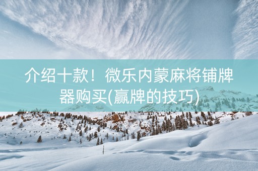 介绍十款！微乐内蒙麻将铺牌器购买(赢牌的技巧)