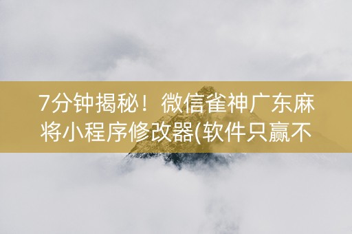 7分钟揭秘！微信雀神广东麻将小程序修改器(软件只赢不输)