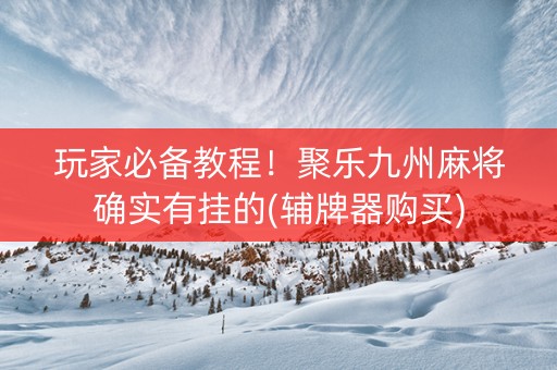 玩家必备教程！聚乐九州麻将确实有挂的(辅牌器购买)