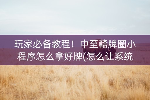 玩家必备教程！中至赣牌圈小程序怎么拿好牌(怎么让系统给好牌)