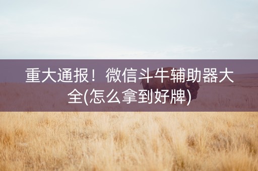 重大通报！微信斗牛辅助器大全(怎么拿到好牌)
