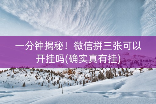 一分钟揭秘！微信拼三张可以开挂吗(确实真有挂)