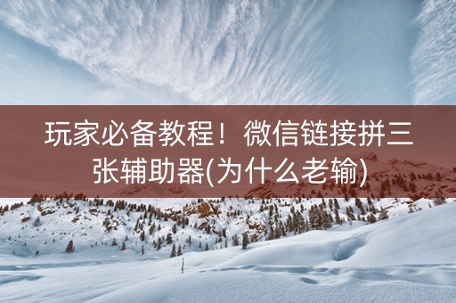 玩家必备教程！微信链接拼三张辅助器(为什么老输)
