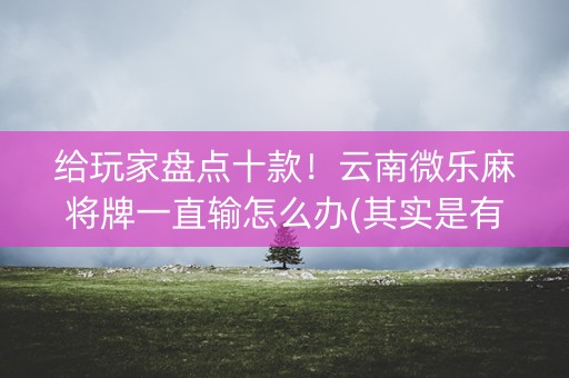 给玩家盘点十款！云南微乐麻将牌一直输怎么办(其实是有挂确实有挂)