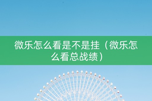 微乐怎么看是不是挂（微乐怎么看总战绩）