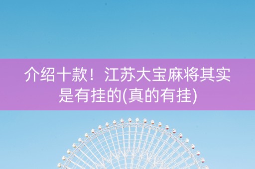 介绍十款！江苏大宝麻将其实是有挂的(真的有挂)