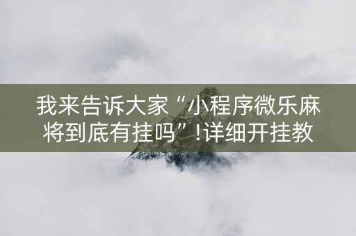 我来告诉大家“小程序微乐麻将到底有挂吗”!详细开挂教程-知乎
