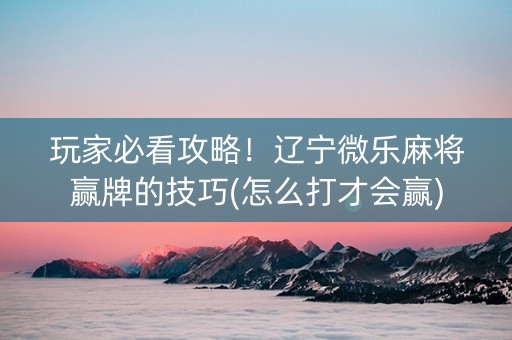 玩家必看攻略！辽宁微乐麻将赢牌的技巧(怎么打才会赢)