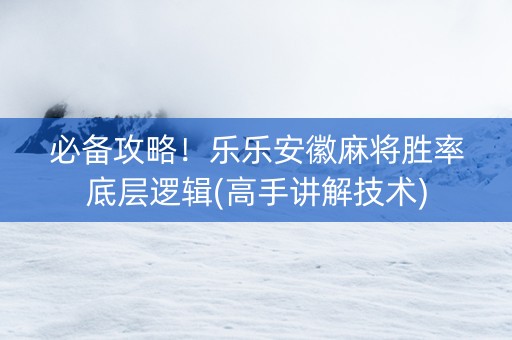 必备攻略！乐乐安徽麻将胜率底层逻辑(高手讲解技术)