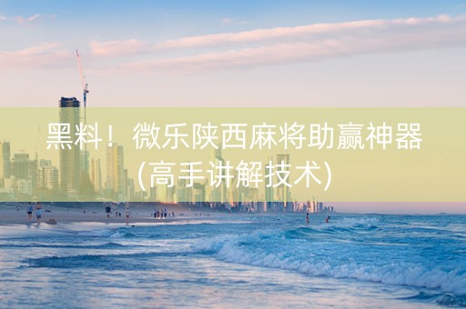 黑料！微乐陕西麻将助赢神器(高手讲解技术)