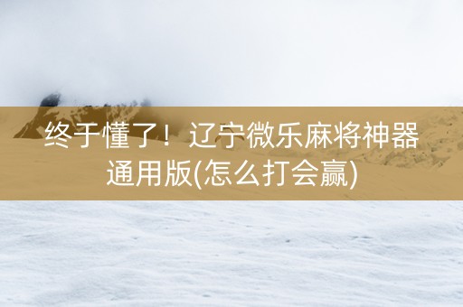 终于懂了！辽宁微乐麻将神器通用版(怎么打会赢)