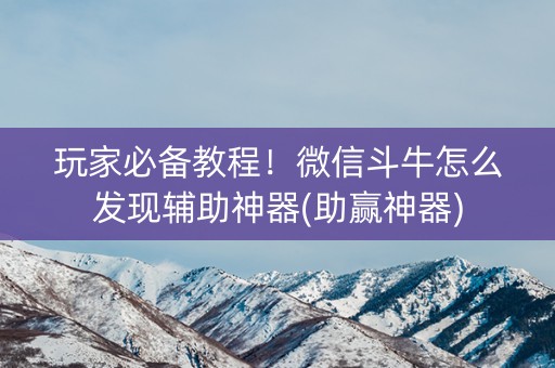 玩家必备教程！微信斗牛怎么发现辅助神器(助赢神器)