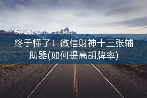 终于懂了！微信财神十三张辅助器(如何提高胡牌率)