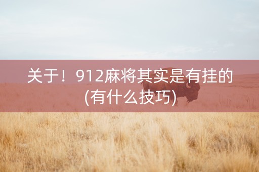 关于！912麻将其实是有挂的(有什么技巧)
