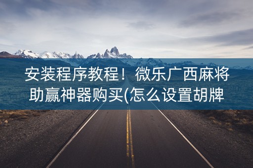 安装程序教程！微乐广西麻将助赢神器购买(怎么设置胡牌)