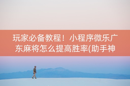 玩家必备教程！小程序微乐广东麻将怎么提高胜率(助手神器外辅工具)