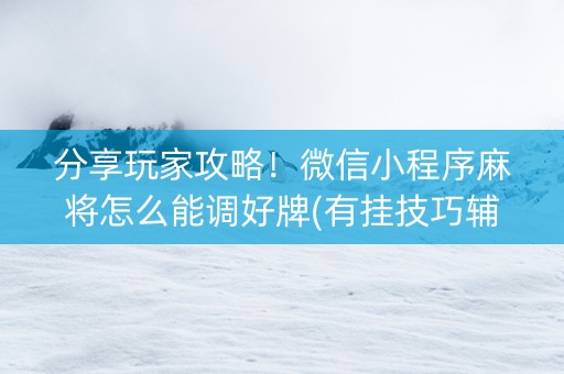 分享玩家攻略！微信小程序麻将怎么能调好牌(有挂技巧辅助器)