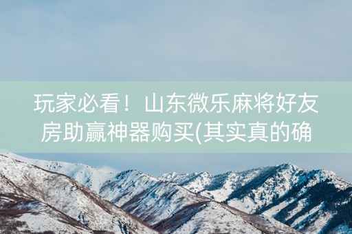 玩家必看！山东微乐麻将好友房助赢神器购买(其实真的确实有挂)