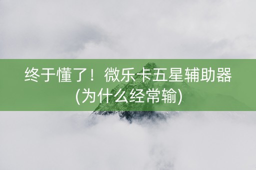终于懂了！微乐卡五星辅助器(为什么经常输)