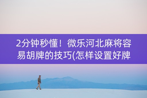 2分钟秒懂！微乐河北麻将容易胡牌的技巧(怎样设置好牌)