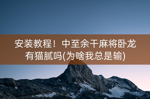 安装教程！中至余干麻将卧龙有猫腻吗(为啥我总是输)