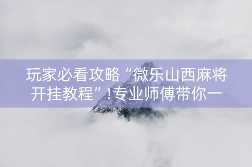 玩家必看攻略“微乐山西麻将开挂教程”!专业师傅带你一起了解（详细教程）-知乎