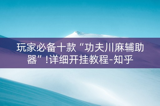 玩家必备十款“功夫川麻辅助器”!详细开挂教程-知乎