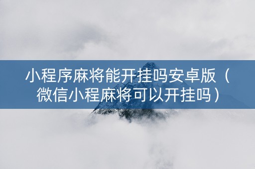 小程序麻将能开挂吗安卓版（微信小程麻将可以开挂吗）