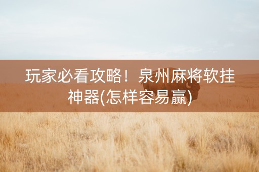 玩家必看攻略！泉州麻将软挂神器(怎样容易赢)