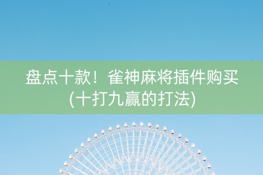 盘点十款！雀神麻将插件购买(十打九赢的打法)