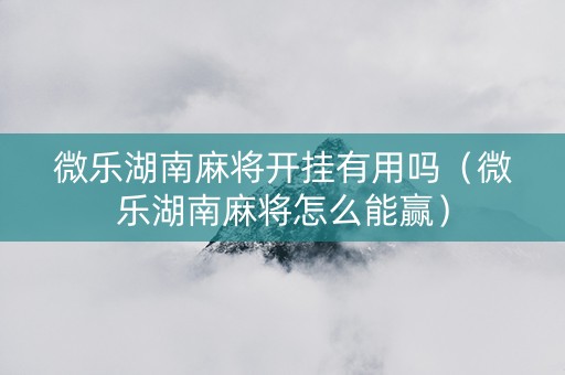 微乐湖南麻将开挂有用吗（微乐湖南麻将怎么能赢）