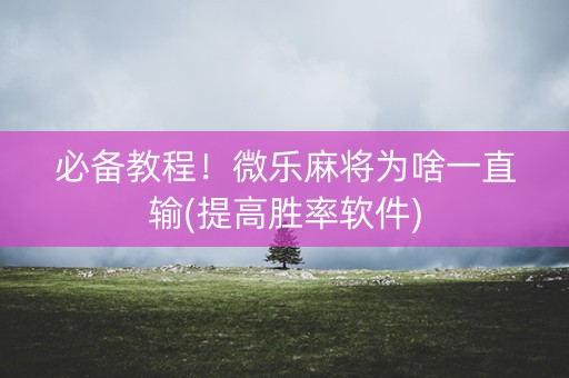 必备教程！微乐麻将为啥一直输(提高胜率软件)