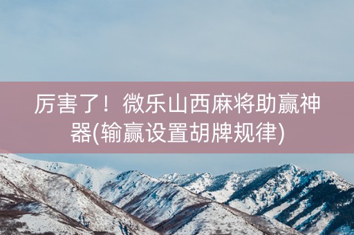 厉害了！微乐山西麻将助赢神器(输赢设置胡牌规律)
