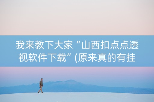 我来教下大家“山西扣点点透视软件下载”(原来真的有挂)-知乎