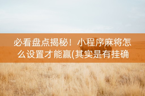 必看盘点揭秘！小程序麻将怎么设置才能赢(其实是有挂确实有挂)