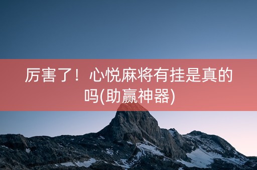 厉害了！心悦麻将有挂是真的吗(助赢神器)