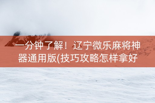 一分钟了解！辽宁微乐麻将神器通用版(技巧攻略怎样拿好牌)