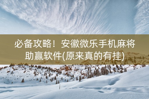 必备攻略！安徽微乐手机麻将助赢软件(原来真的有挂)