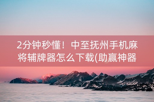 2分钟秒懂！中至抚州手机麻将辅牌器怎么下载(助赢神器购买)