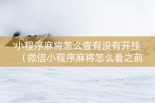 小程序麻将怎么查有没有开挂（微信小程序麻将怎么看之前的战绩）