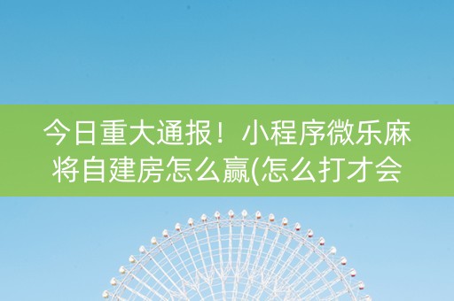 今日重大通报！小程序微乐麻将自建房怎么赢(怎么打才会赢)