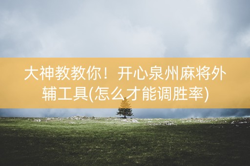 大神教教你！开心泉州麻将外辅工具(怎么才能调胜率)