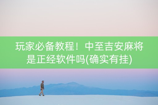 玩家必备教程！中至吉安麻将是正经软件吗(确实有挂)